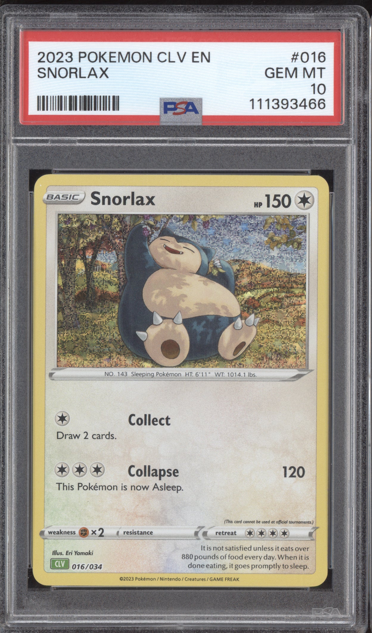Snorlax 2023 Pokemon Classic Collection 016/034 PSA 10