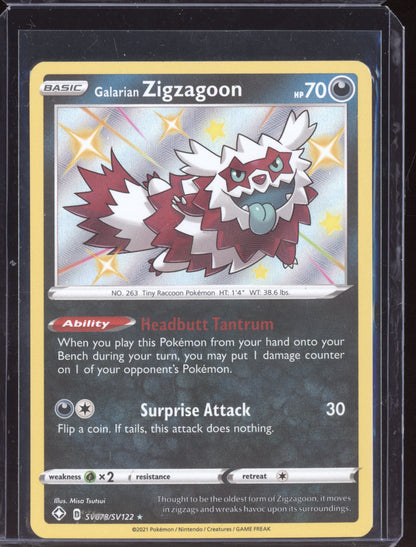 Galarian Zigzagoon 2021 Pokemon Shining Fates Shiny Rare SV078/SV122