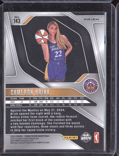 Cameron Brink 2024 Panini Prizm WNBA Orange Ice RC