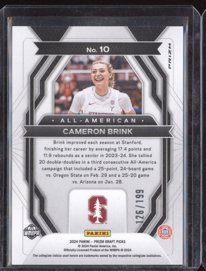 Cameron Brink 2024 Panini Prizm Draft All-American Blue RC 126/199