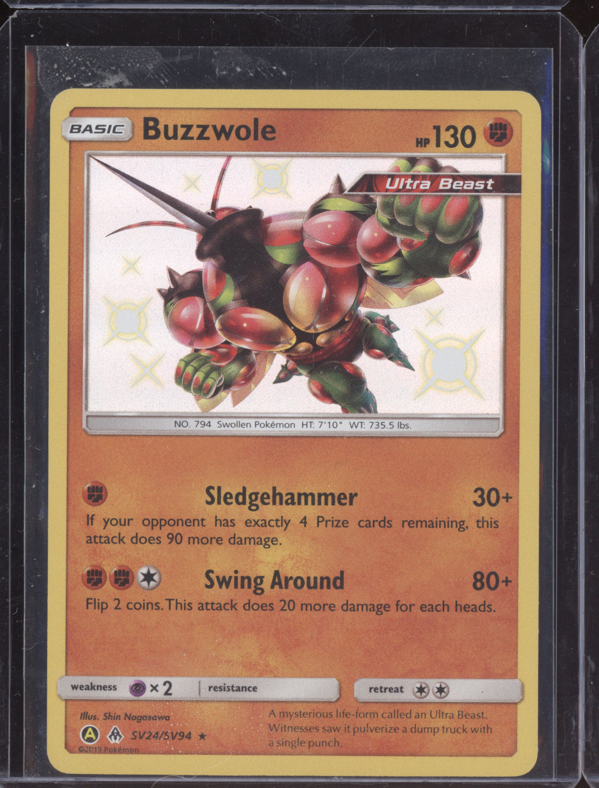 Buzzwole 2019 Pokemon Hidden Fates Shiny Rare SV24/SV94