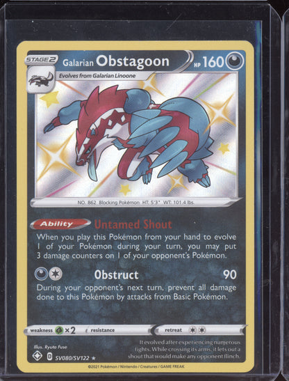 Galarian Obstagoon 2021 Pokemon Shining Fates Shiny Rare SV080/SV122