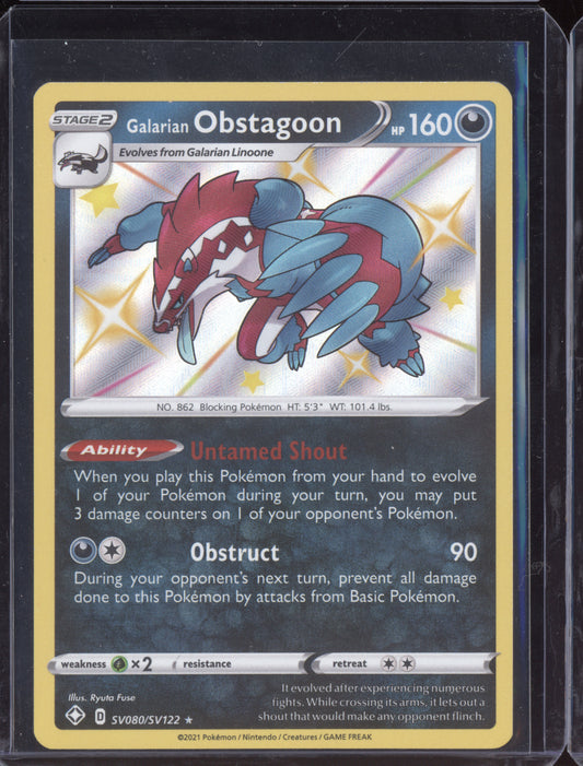 Galarian Obstagoon 2021 Pokemon Shining Fates Shiny Rare SV080/SV122