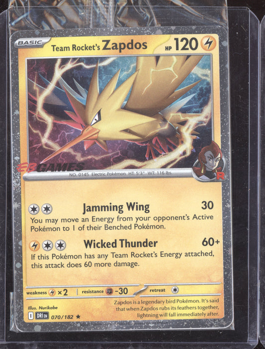 Team Rocket's Zapdos Pokemon Destined Rivals DRI 2025 EB Games 070/182