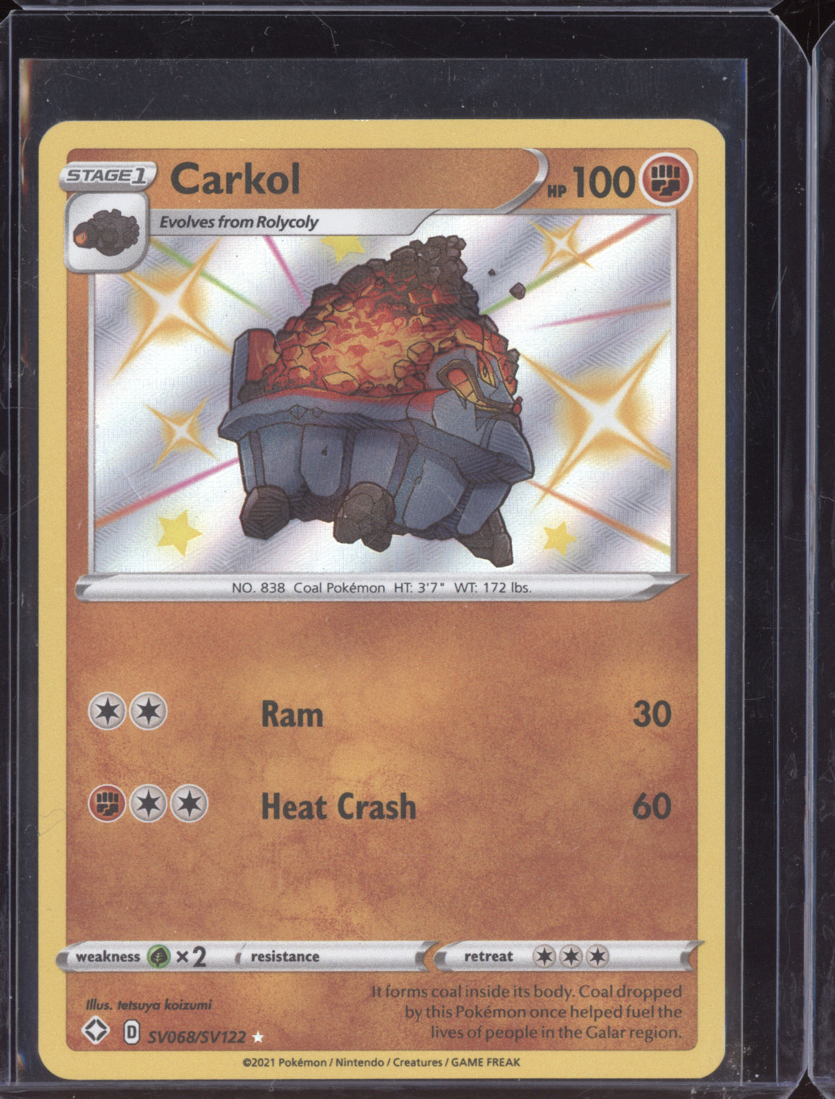 Carkol 2021 Pokemon Shining Fates Shiny Rare SV068/SV122