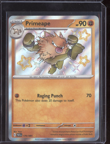 Primeape 2024 Pokemon Paldean Fates Shiny Rare 170/091
