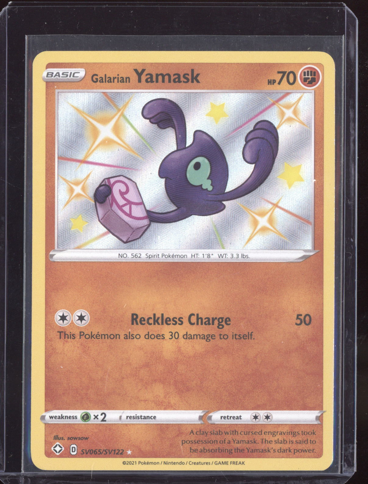 Galarian Yamask 2021 Pokemon Shining Fates Shiny Rare SV065/SV122