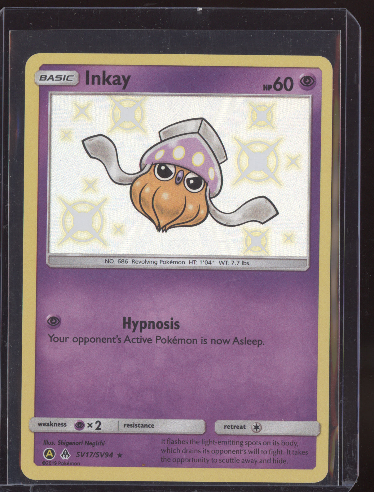 Inkay 2019 Pokemon Hidden Fates Shiny Rare SV17/SV94