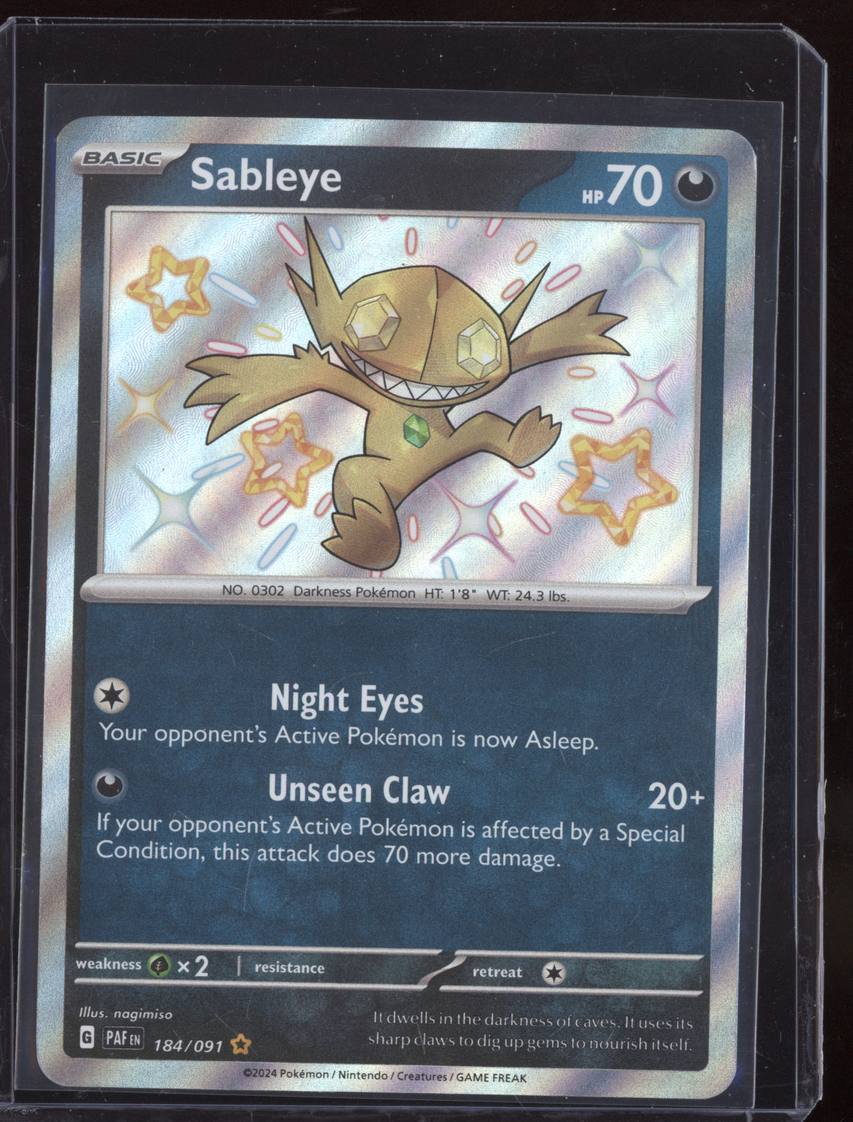 Sableye 2024 Pokemon Paldean Fates Shiny Rare 184/091