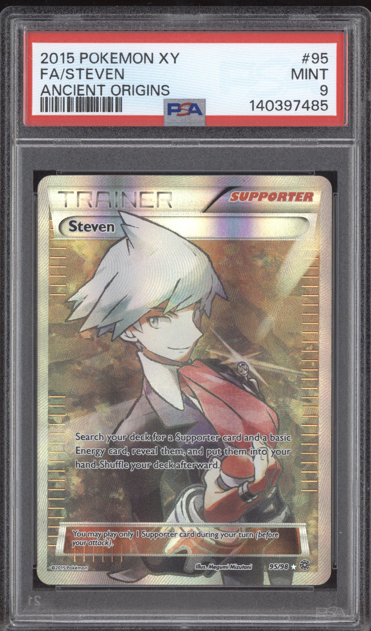 Steven 2015 Pokemon XY Ancient Origins Full Art 95/98 PSA 9