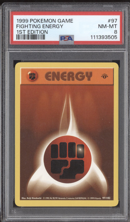 Fighting Energy 1999 Pokemon Base Set 1st Edition 97/102 PSA 8