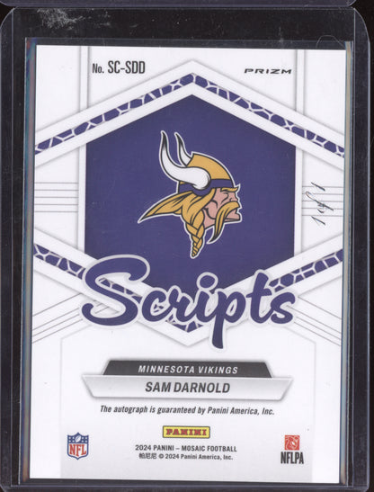 Sam Darnold 2024 Panini Mosaic Scripts Auto Black 1/1