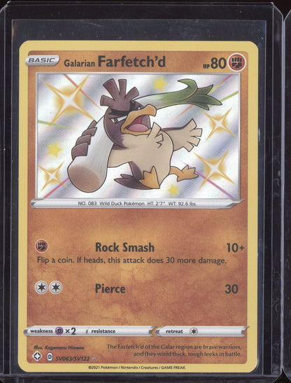 Galarian Farfetchd 2021 Pokemon Shining Fates Shiny Rare SV063/SV122