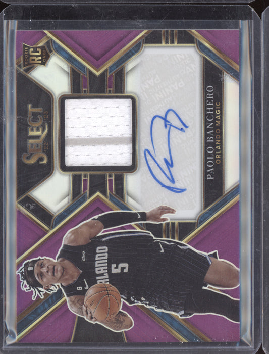 Paolo Banchero 2022-23 Panini Select Rookie Jersey Auto Purple RC 36/99
