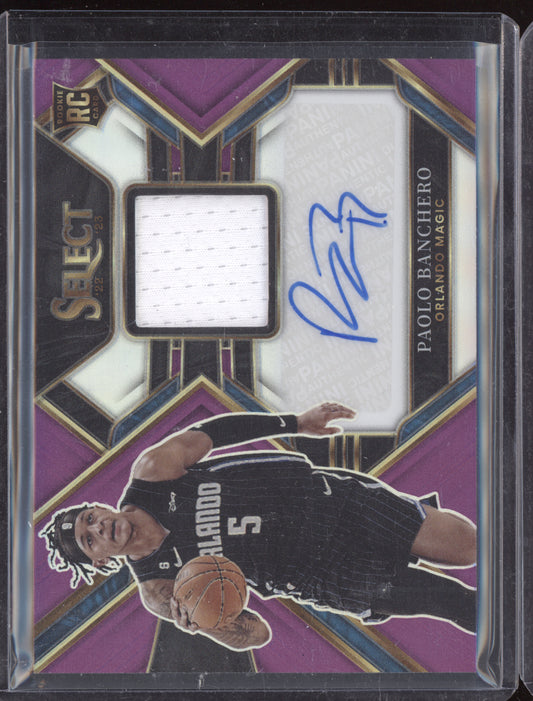 Paolo Banchero 2022-23 Panini Select Rookie Jersey Auto Purple RC 37/99