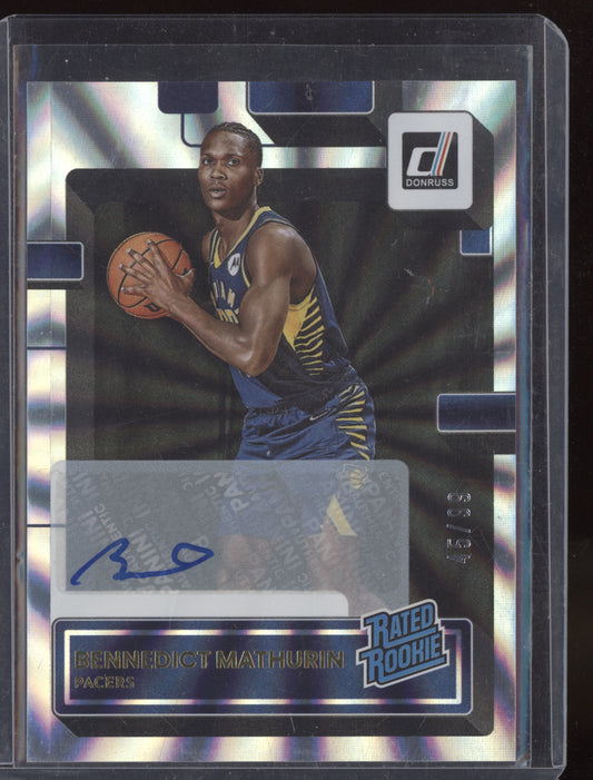 Bennedict Mathurin 2022-23 Panini Donruss Holo Laser Auto RC 45/99