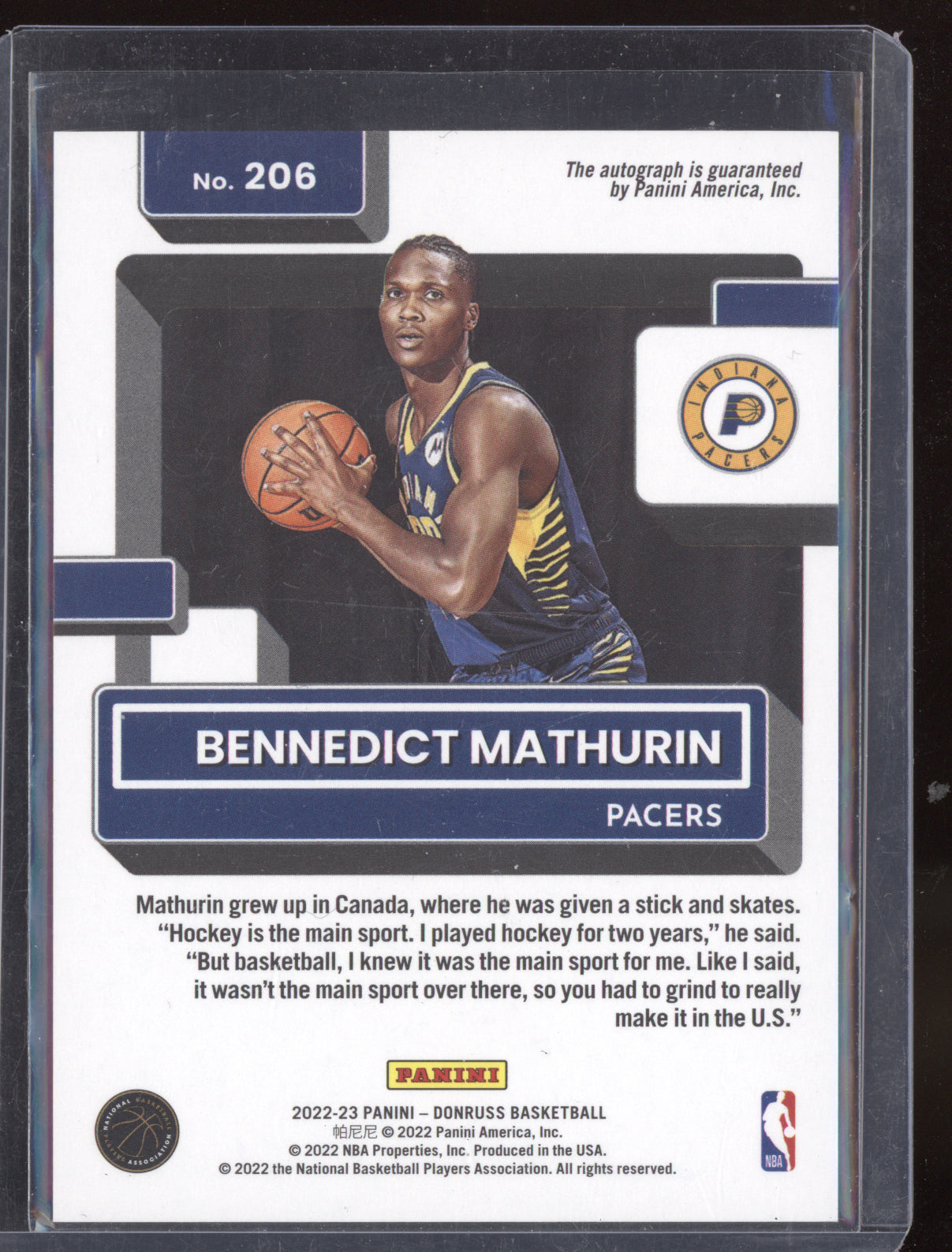 Bennedict Mathurin 2022-23 Panini Donruss Holo Laser Auto RC 45/99