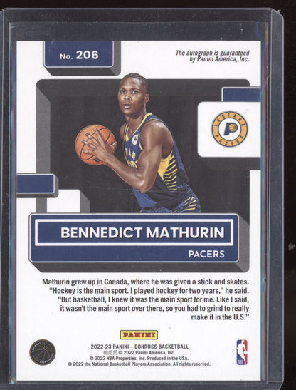 Bennedict Mathurin 2022-23 Panini Donruss Holo Laser Auto RC 45/99