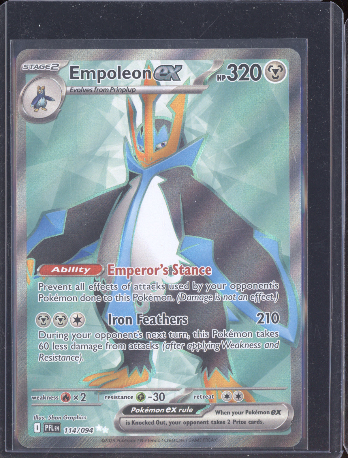 Empoleon ex 2025 Pokemon Phantasmal Flames Ultra Rare 114/094
