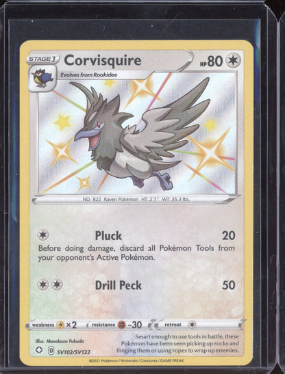 Corvisquire 2021 Pokemon Shining Fates Shiny Rare SV102/SV122