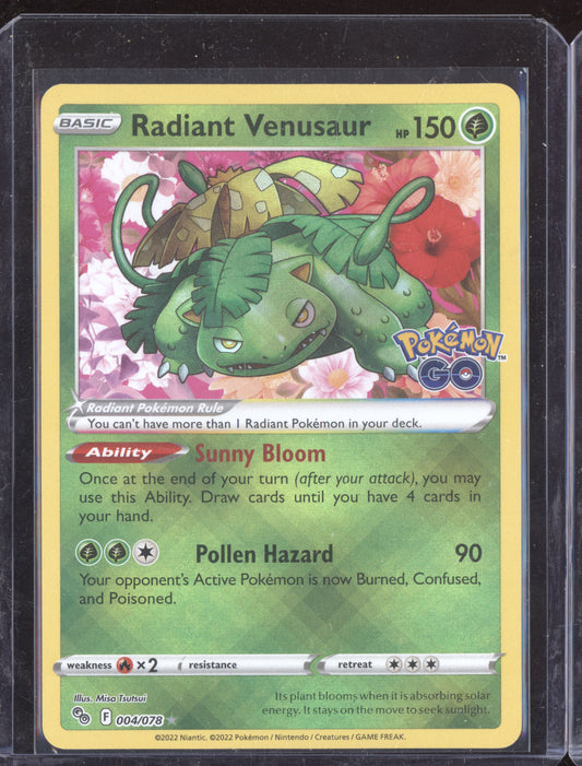 Radiant Venusaur Pokemon Pokémon GO PGO 2022 Radiant Rare 004/078