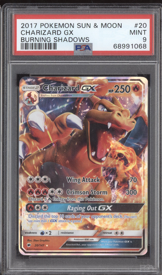 Charizard GX 2017 Pokemon Sun & Moon Burning Shadows 20/147 PSA 9