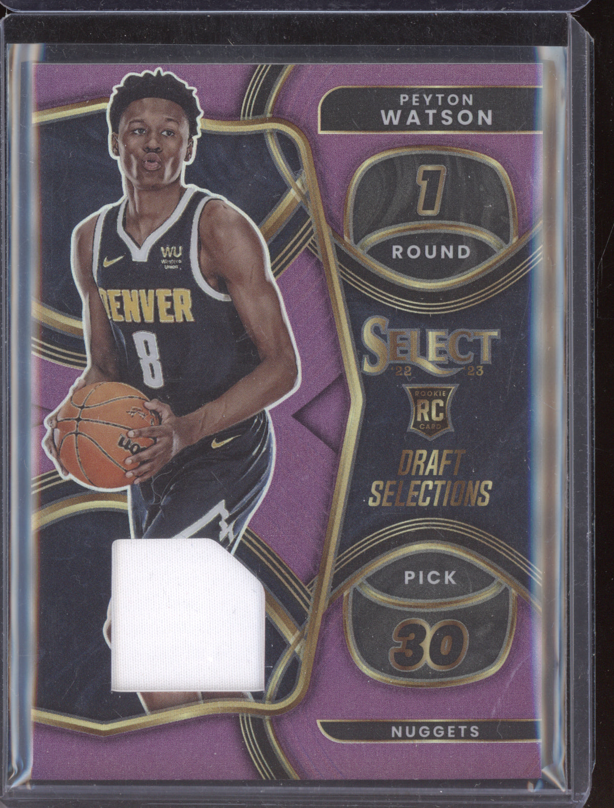 Peyton Watson 2022 Panini Select Draft Selections Material Purple Jersey RC /99