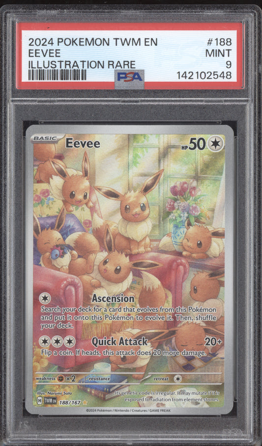 Eevee 2024 Pokemon Twilight Masquerade Illustration Rare 188/167 PSA 9