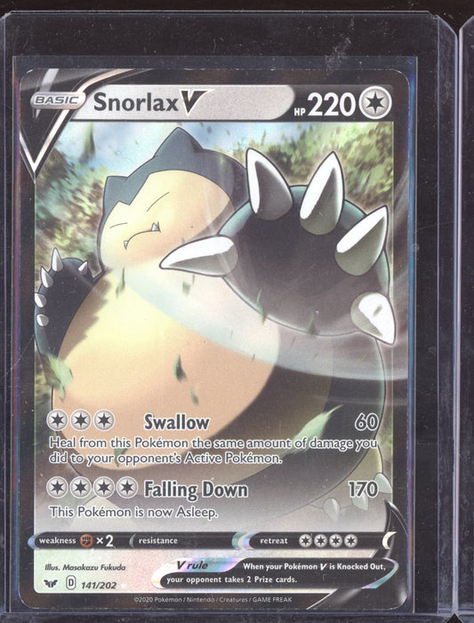 Snorlax V Pokemon Sword & Shield SSH 2020 Holo Rare V 141/202