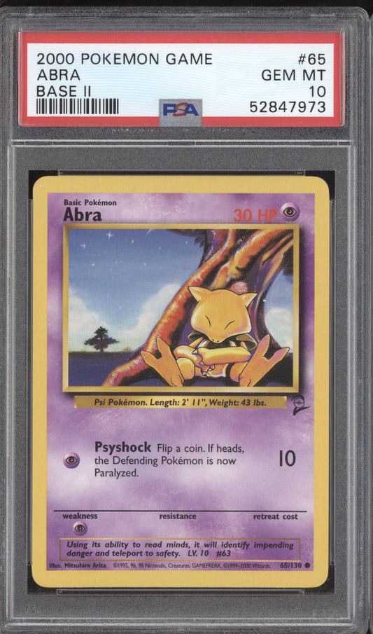 Abra 2000 Pokemon Base Set 2 65/130 PSA 10
