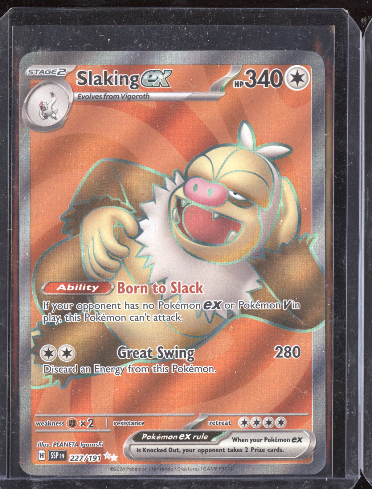 Slaking ex 2024 Pokemon Surging Sparks Ultra Rare 227/191