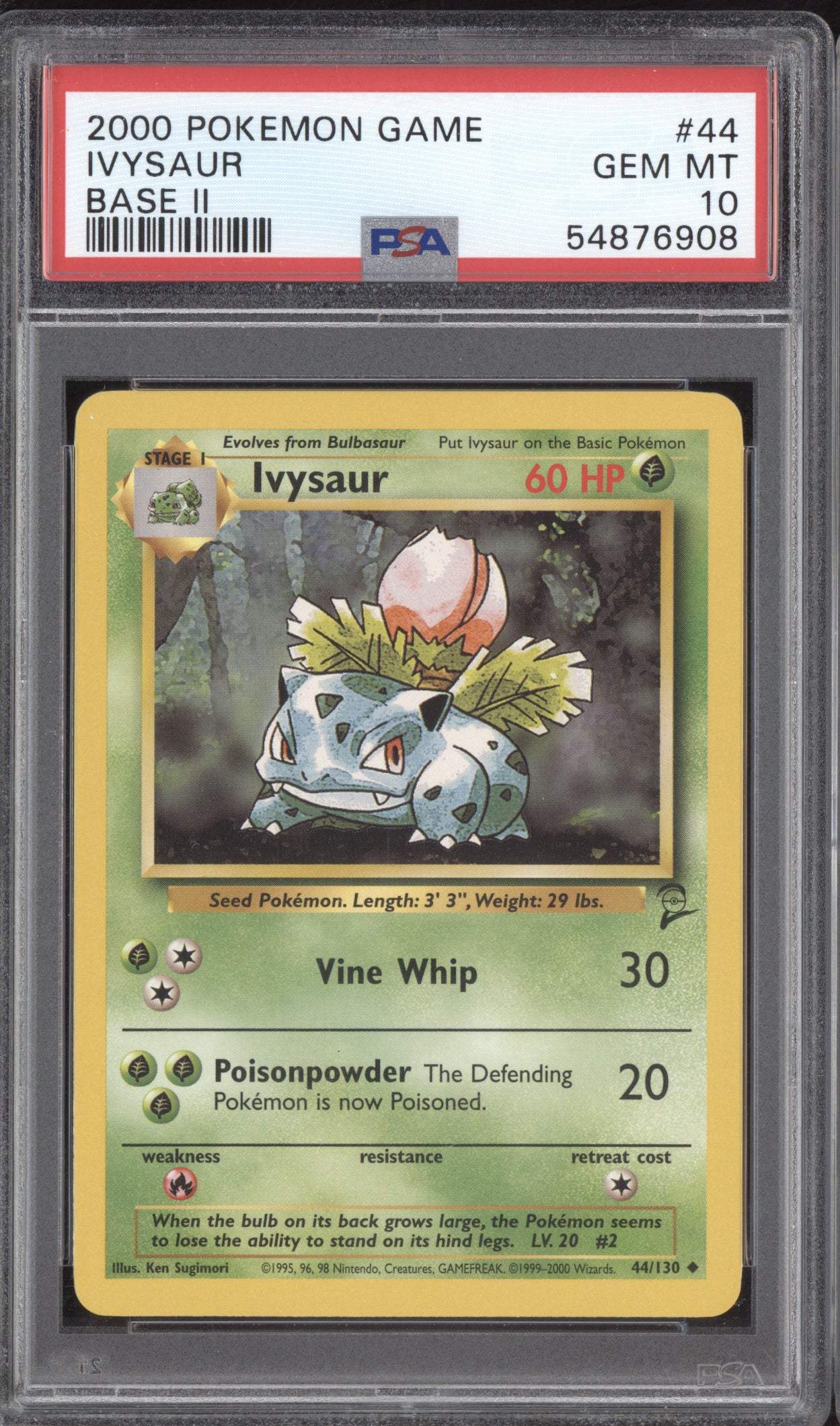 Ivysaur 2000 Pokemon Base Set 2 44/130 PSA 10