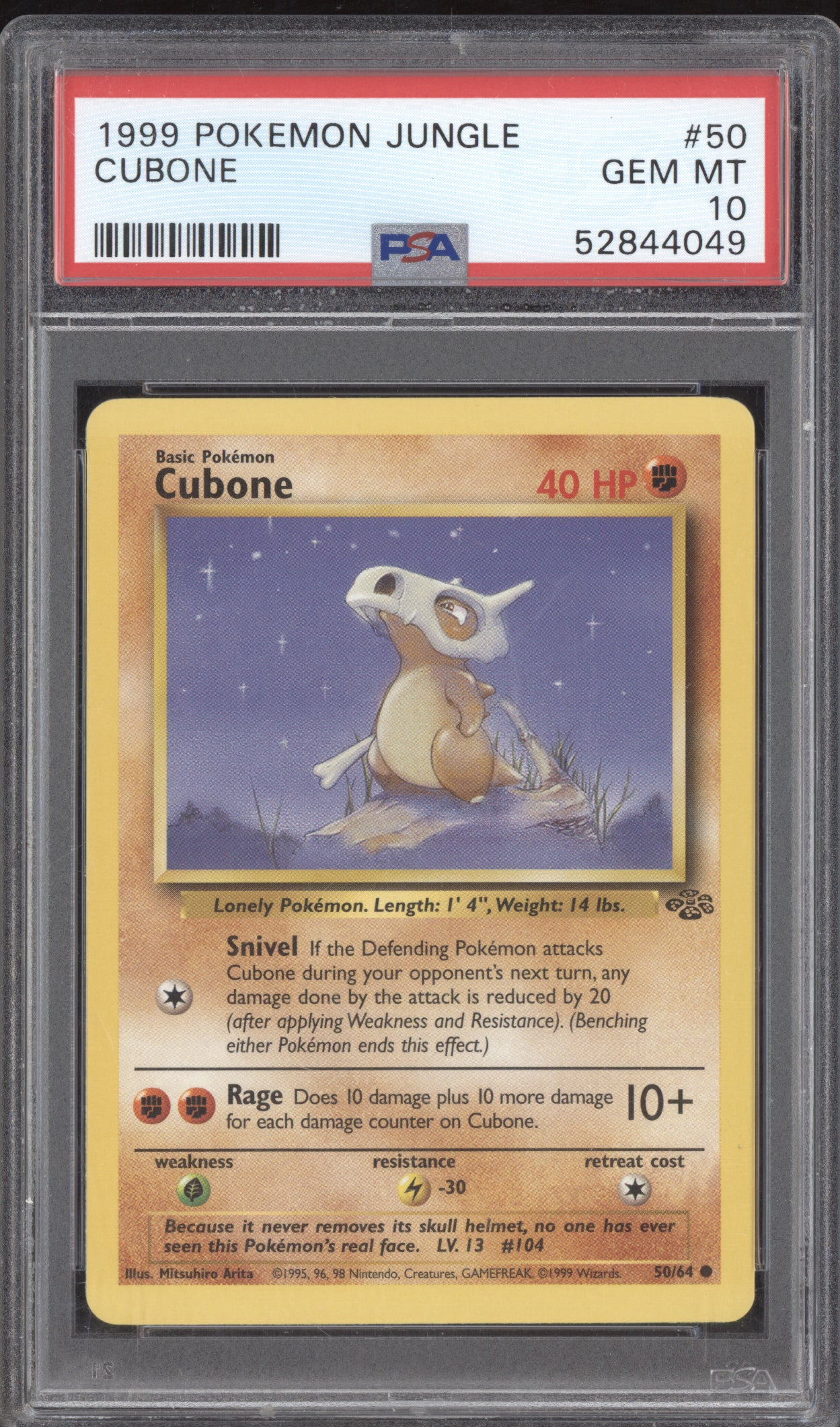 Cubone 1999 Pokemon Jungle 50/64 PSA 10