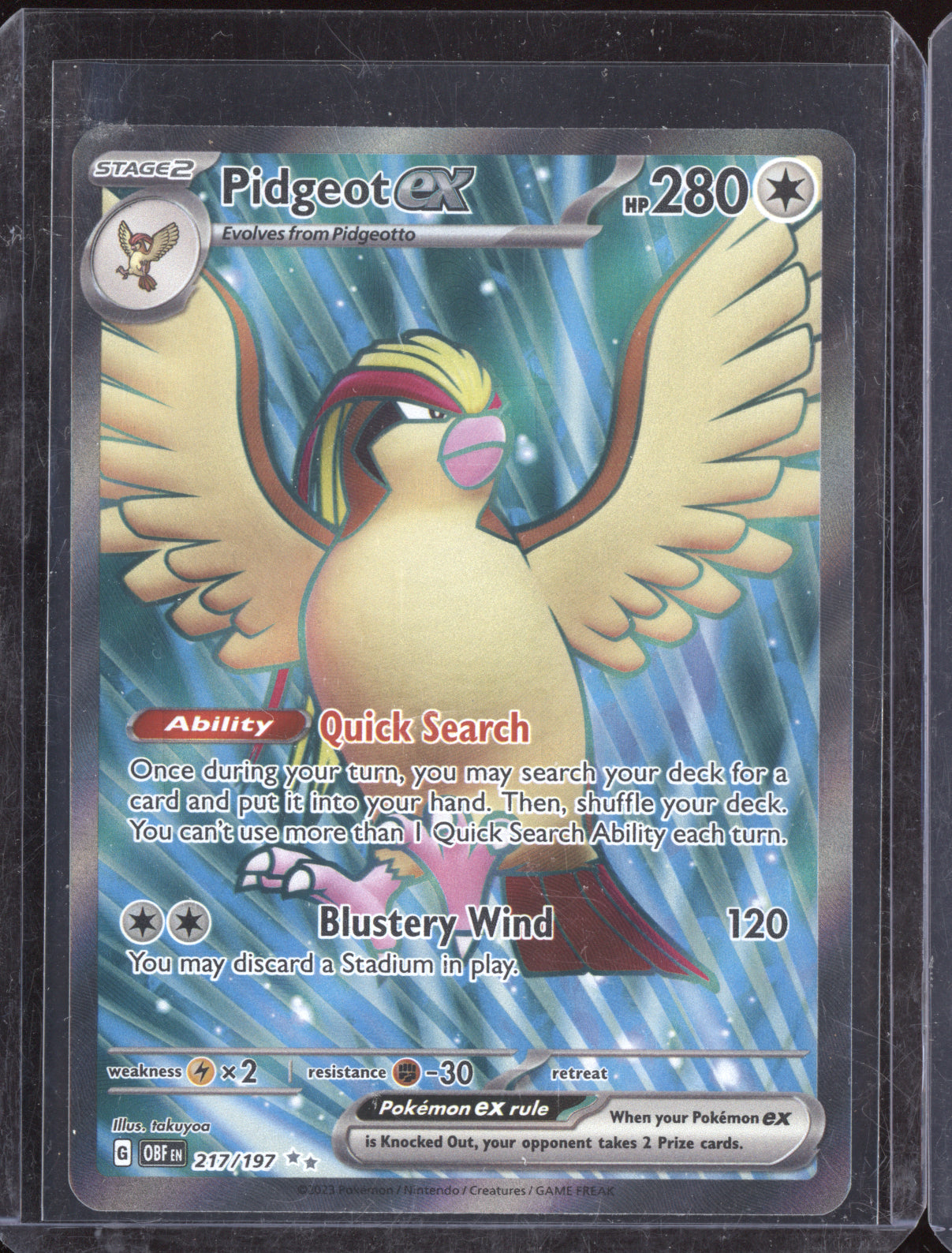 Pidgeot ex 2023 Pokemon Obsidian Flames Ultra Rare 217/197