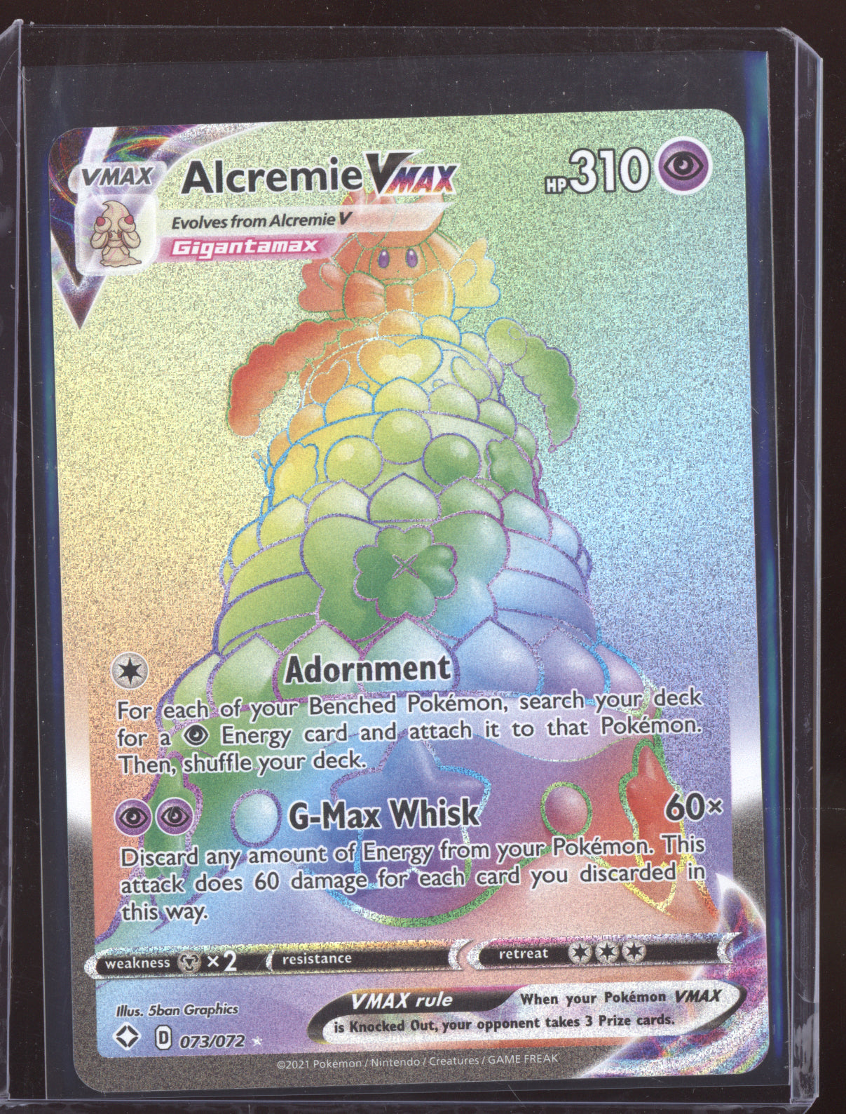 Alcremie VMAX 2021 Pokemon Shining Fates Rainbow Rare 073/072