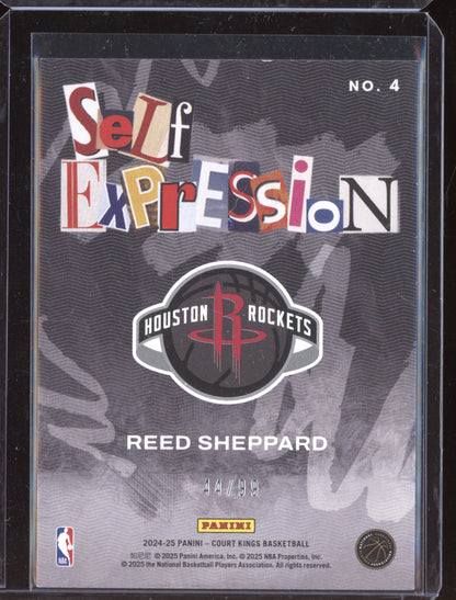 Reed Sheppard 2024-25 Panini Court Kings Self Expression Purple RC 44/99