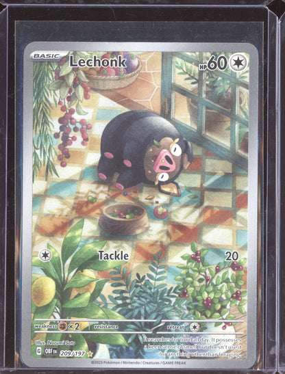 Lechonk 2023 Pokemon Obsidian Flames Illustration Rare 209/197