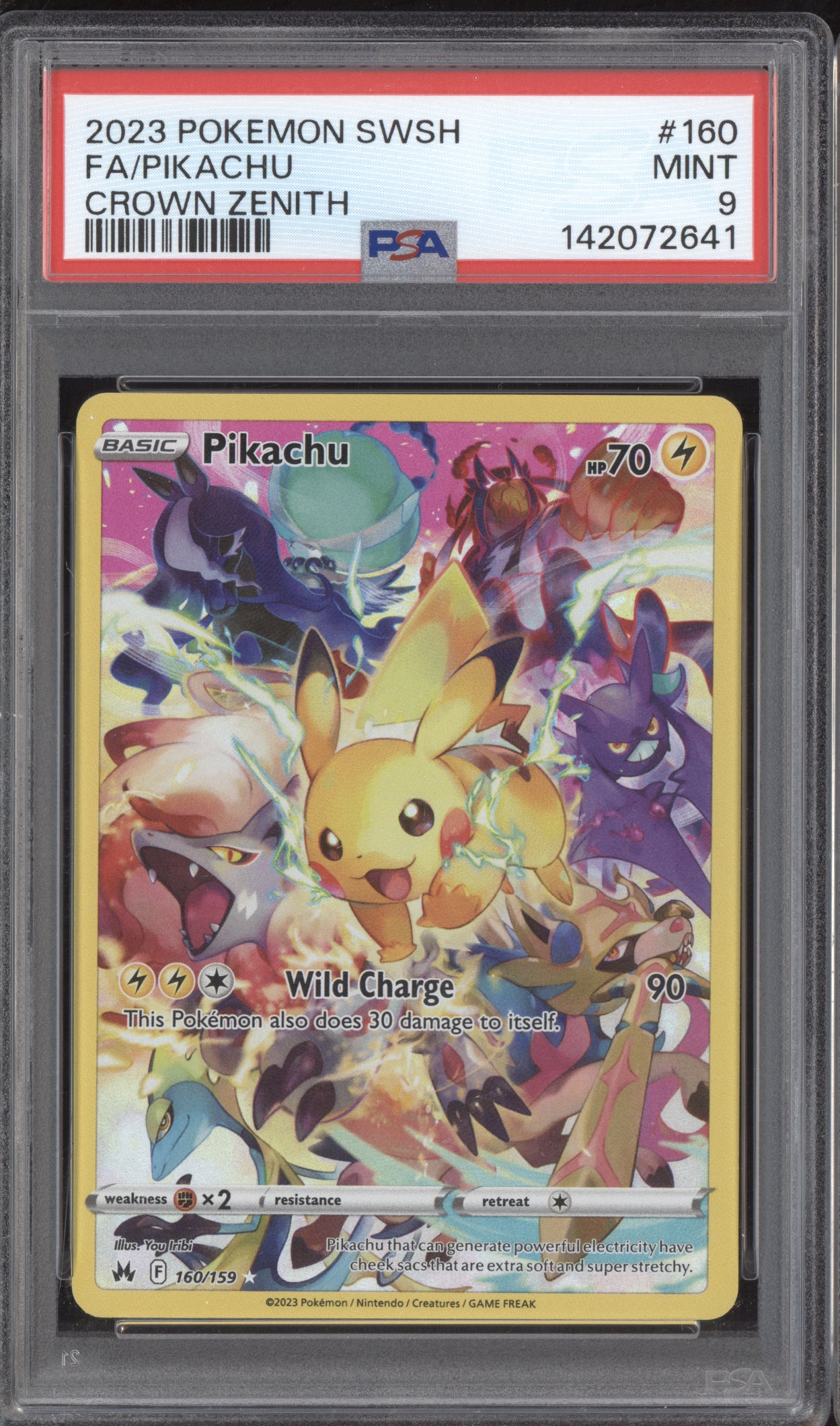 Pikachu 2023 Pokemon Crown Zenith Full Art 160/159 PSA 9