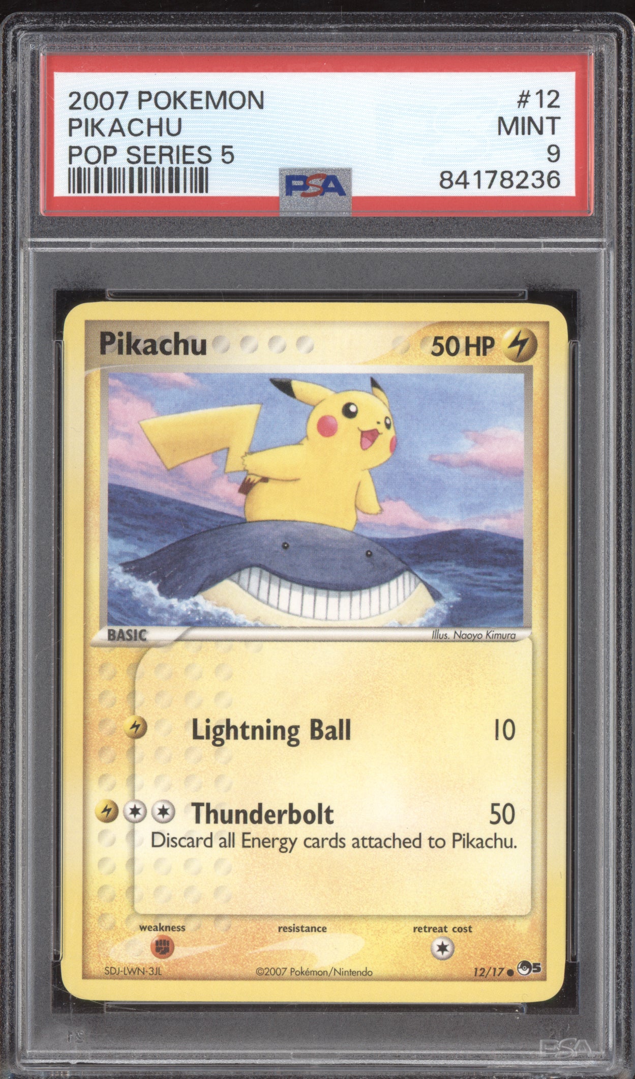 Pikachu 2007 Pokemon Pop Series 5 12/17 PSA 9