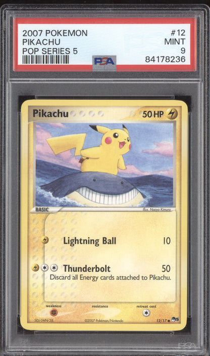 Pikachu 2007 Pokemon Pop Series 5 12/17 PSA 9
