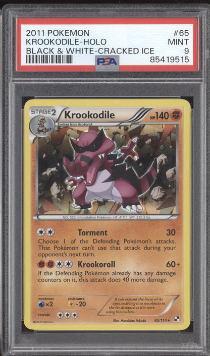 Krookodile 2011 Pokemon Black & White Cracked Ice Holo 65/114 PSA 9