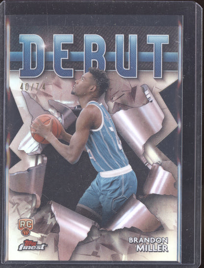 Brandon Miller 2024 Topps Finest Die-cut Debut  RC 40/74