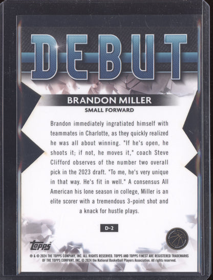 Brandon Miller 2024 Topps Finest Die-cut Debut  RC 40/74