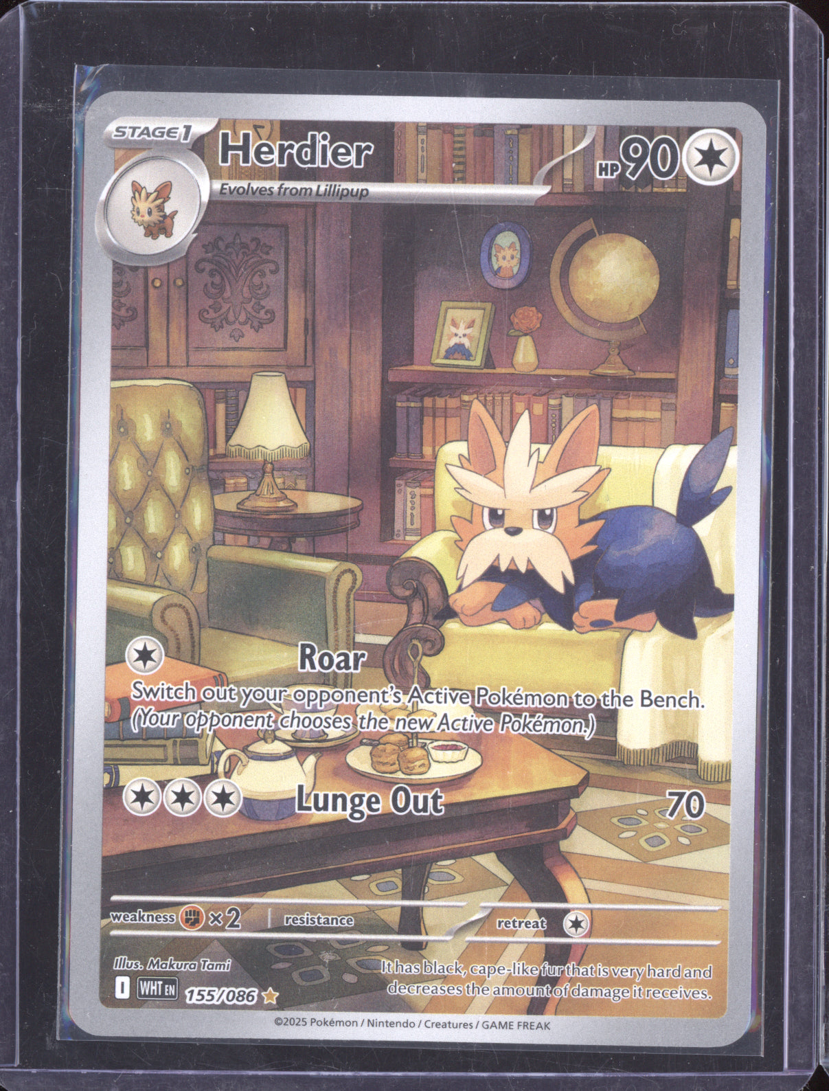 Herdier 2025 Pokemon White Flare Illustration Rare 155/086