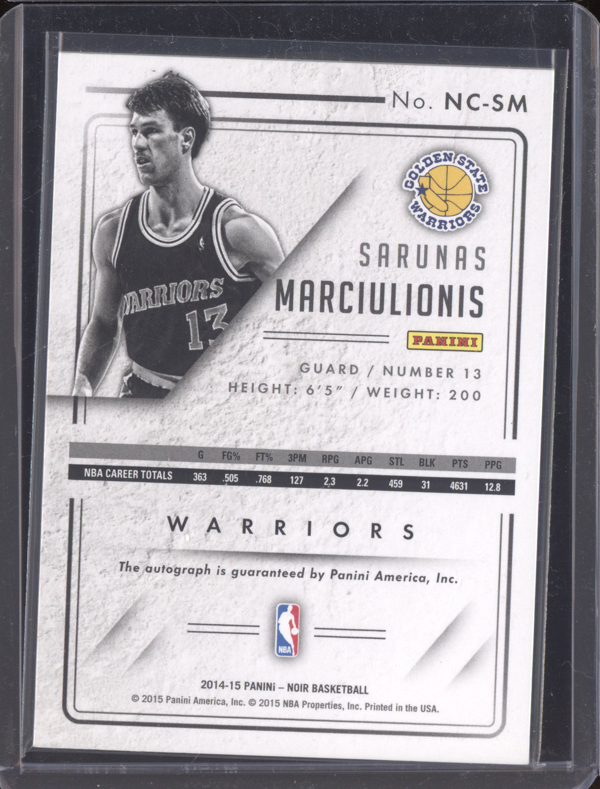 Sarunas Marciulionis 2014-15 Panini Noir Auto 15/49
