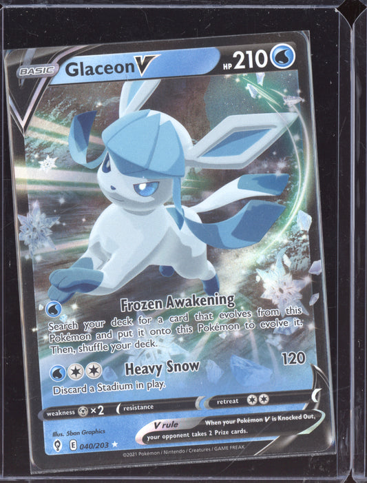 Glaceon V 2021 Pokemon Evolving Skies Holo Rare V 040/203