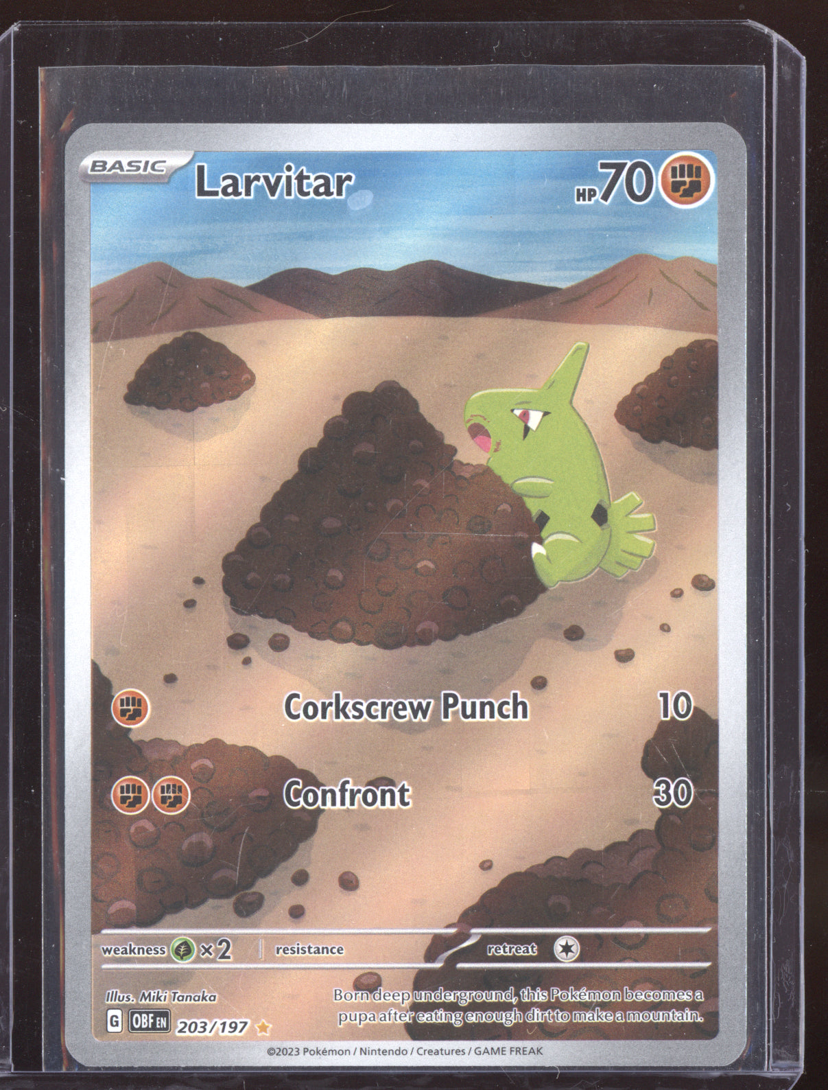 Larvitar 2023 Pokemon Obsidian Flames Illustration Rare 203/197