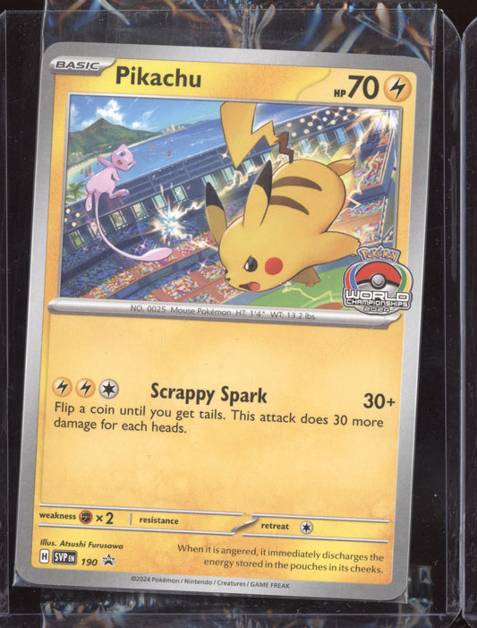 Pikachu 2024 Pokemon Scarlet & Violet Promo Sealed World Championships 190