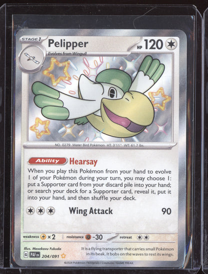 Pelipper 2024 Pokemon Paldean Fates Shiny Rare 204/091