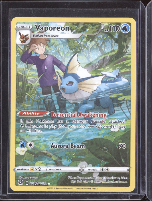 Vaporeon 2022 Pokemon Brilliant Stars Trainer Gallery Holo Rare TG02/TG30